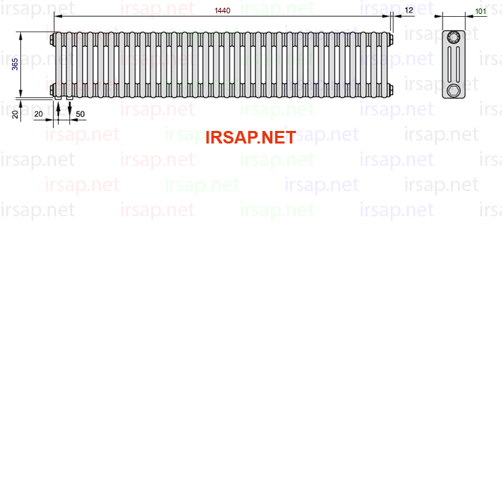 чертеж радиатора Irsap Tesi 30365-3230365-32-18-01